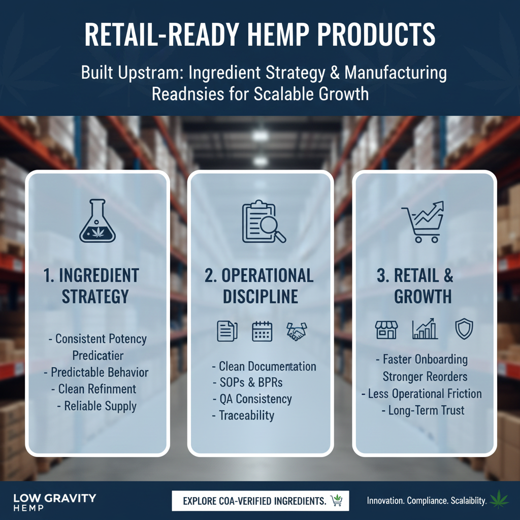 🏪 Why “Retail-Ready” Hemp Products Are Built Upstream — Not at Packaging