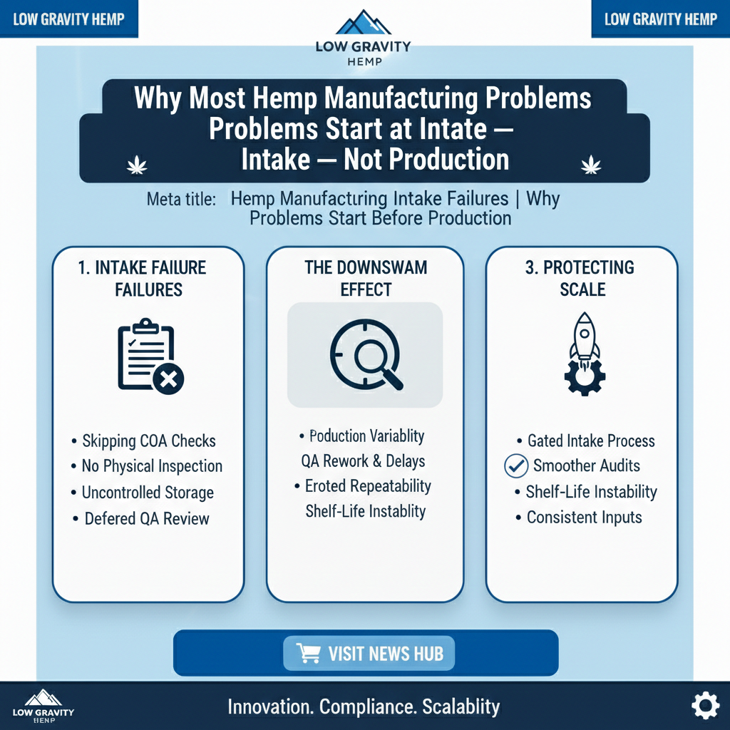 🚚 Why Most Hemp Manufacturing Problems Start at Intake — Not Production