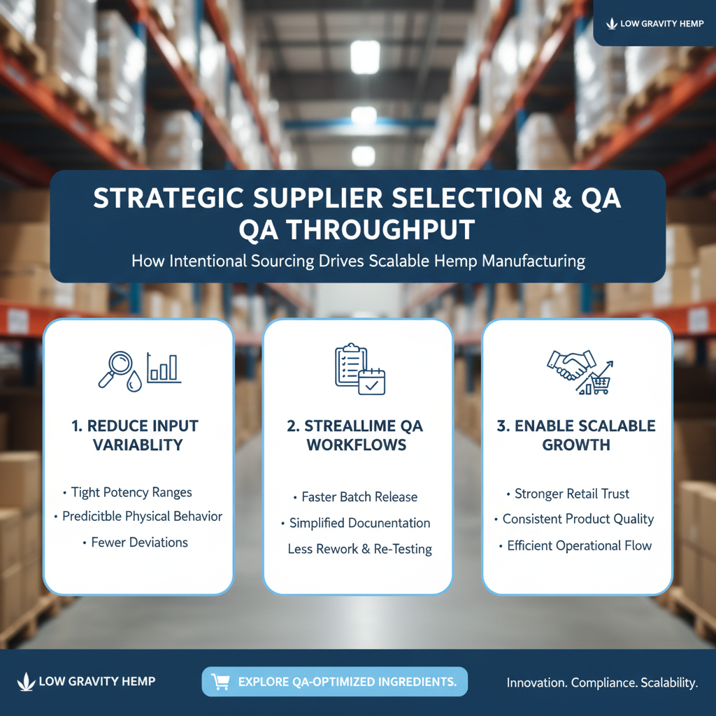 🧪 How Strategic Supplier Selection Improves QA Throughput in Hemp Manufacturing