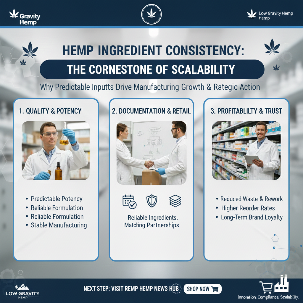 🌿 Ingredient Consistency: The Foundation of Scalable Hemp Manufacturing