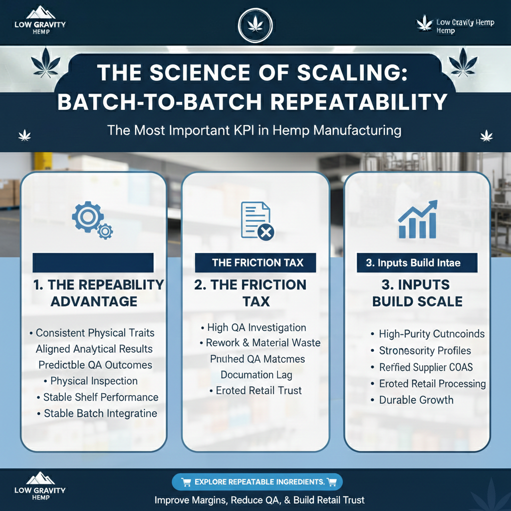 📊 The Science of Scaling: Why Batch-to-Batch Repeatability Is the Most Important KPI in Hemp Manufacturing
