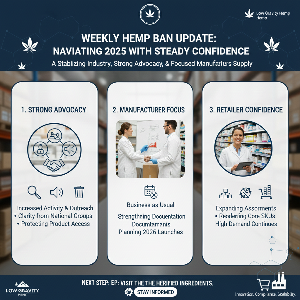 Weekly Hemp Ban Update: A Stabilizing Industry, Strong Advocacy, and Manufacturers Staying Focused