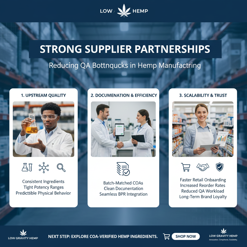 🧪 How Strong Supplier Partnerships Reduce QA Bottlenecks in Hemp Manufacturing
