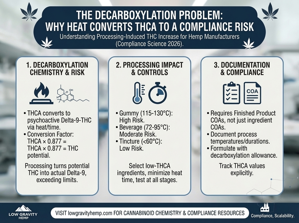 The Decarboxylation Problem: Why Heat Converts Your Compliant THCA Into a Compliance Risk