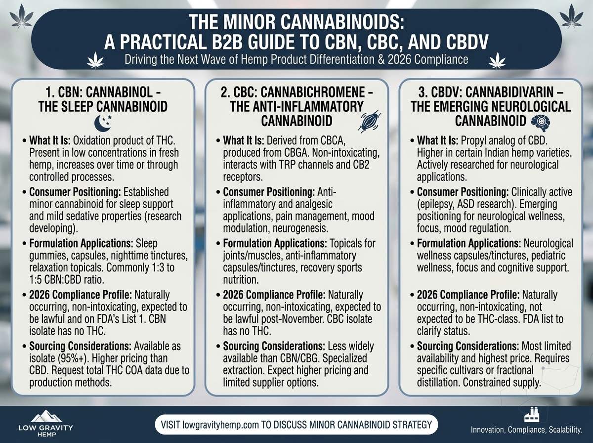 The Minor Cannabinoids: A Practical B2B Guide to CBN, CBC, and CBDV