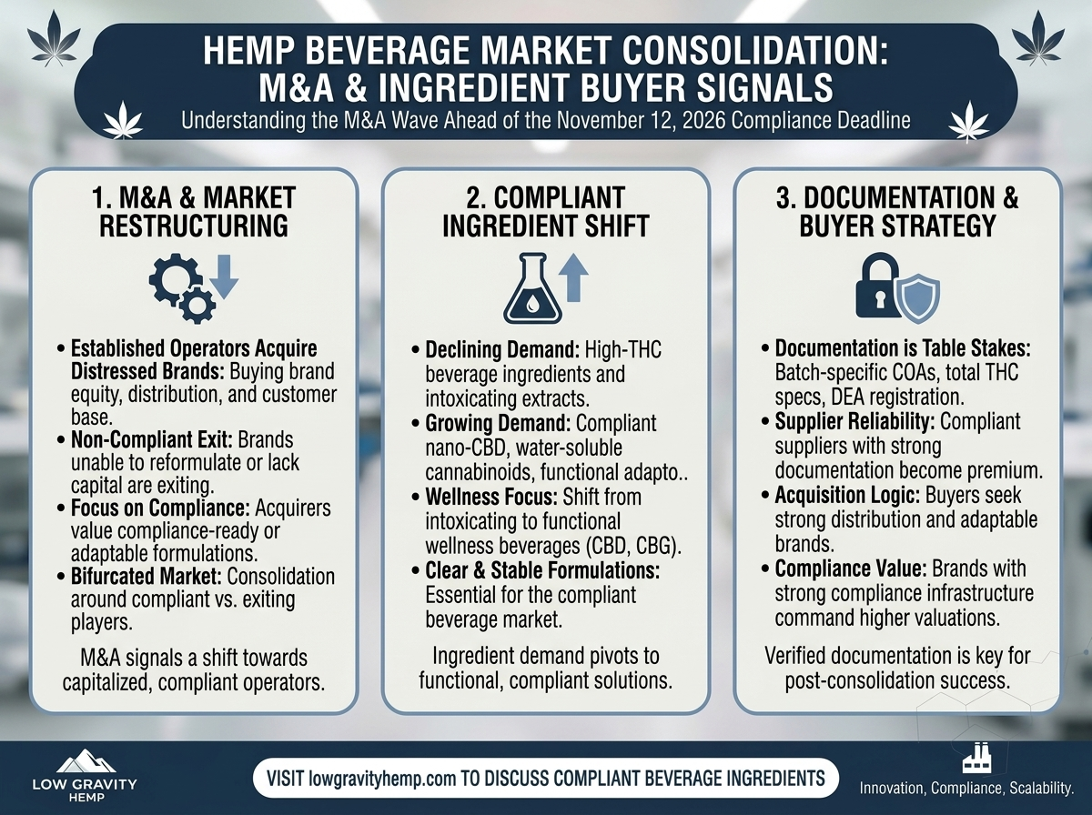 Hemp Beverage Market Consolidation: What the M&amp;A Wave Signals for B2B Ingredient Buyers