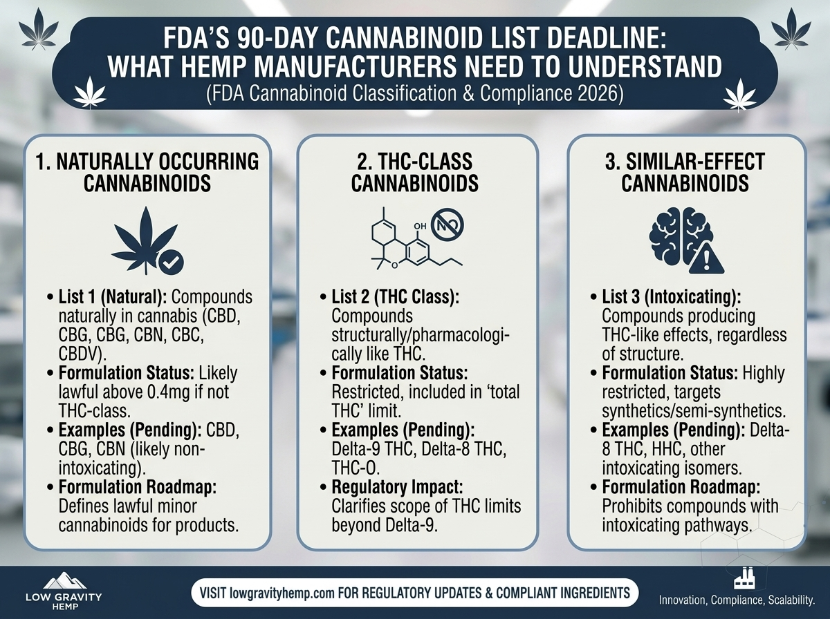 FDA’s 90-Day Cannabinoid List Deadline: What Hemp Manufacturers Need to Understand