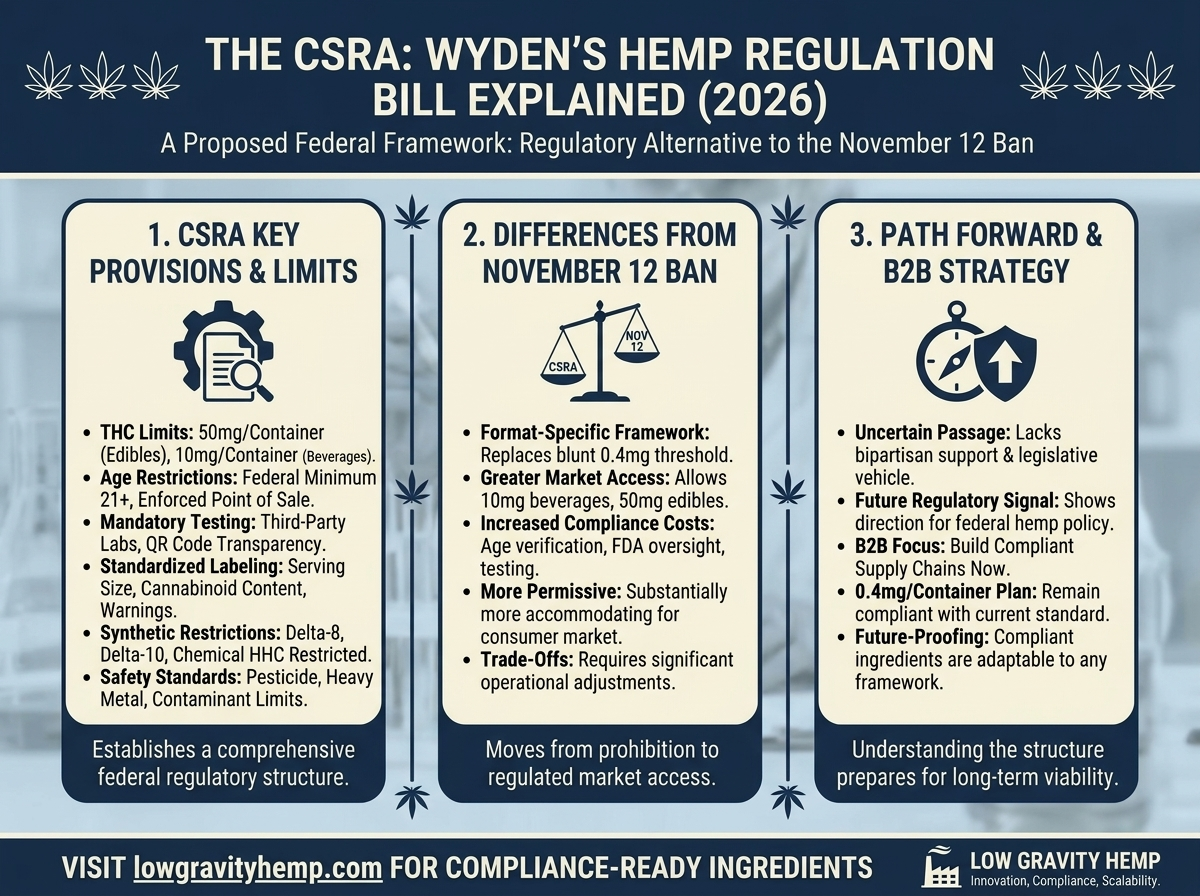 The CSRA Explained: What Senator Wyden's Hemp Regulation Bill Would Actually Do
