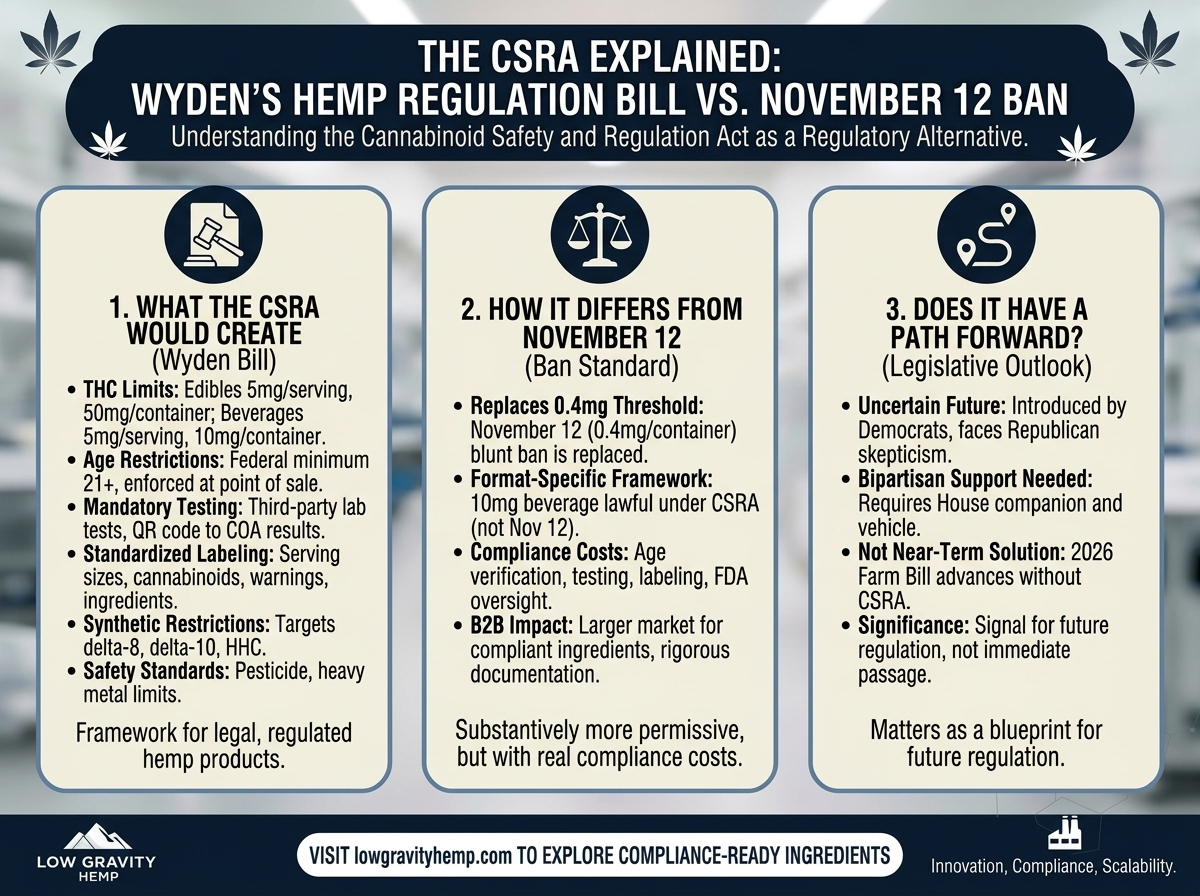 The CSRA Explained: What Senator Wyden's Hemp Regulation Bill Would Actually Do&nbsp;