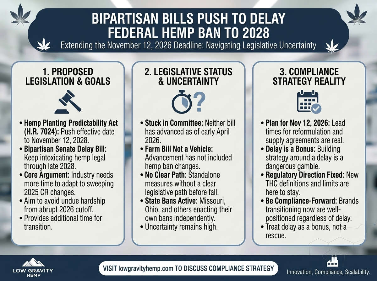 Bipartisan Bills Push to Delay Federal Hemp Ban Until 2028