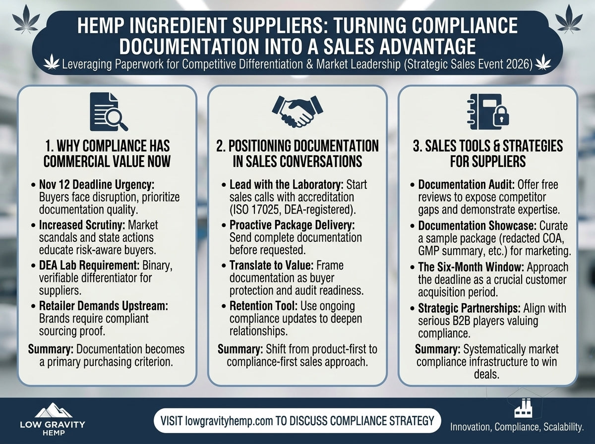 How Hemp Ingredient Suppliers Can Turn Compliance Documentation Into a Sales Advantage