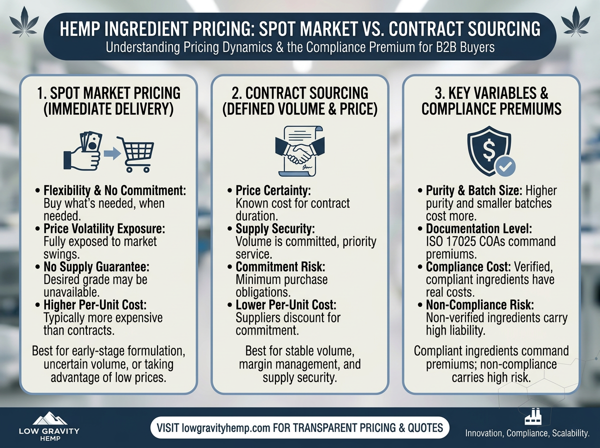How Hemp Ingredient Pricing Works: Spot Market vs. Contract Sourcing