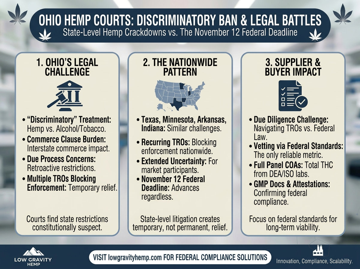Ohio Hemp Courts Call State Ban 'Discriminatory' — Another TRO Blocks Enforcement as November Deadline Looms