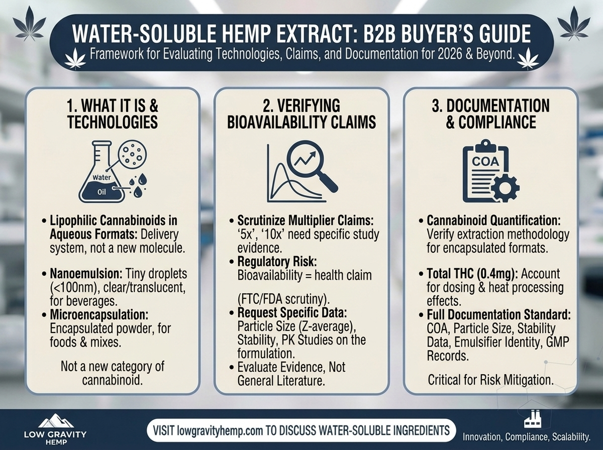 Water-Soluble Hemp Extract: How It's Made, What It Claims, and What B2B Buyers Need to Verify