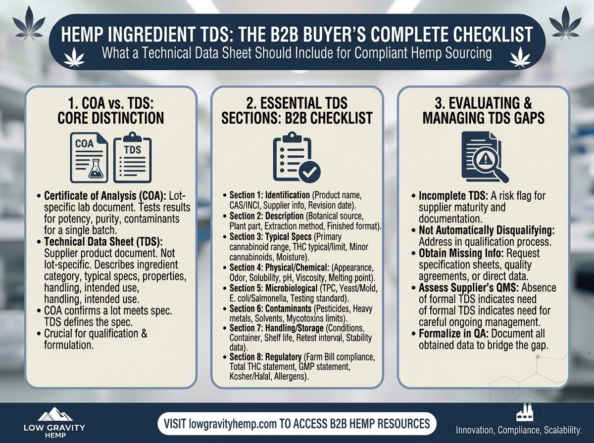 What a Hemp Ingredient Technical Data Sheet Should Include: The B2B Buyer's Complete Checklist