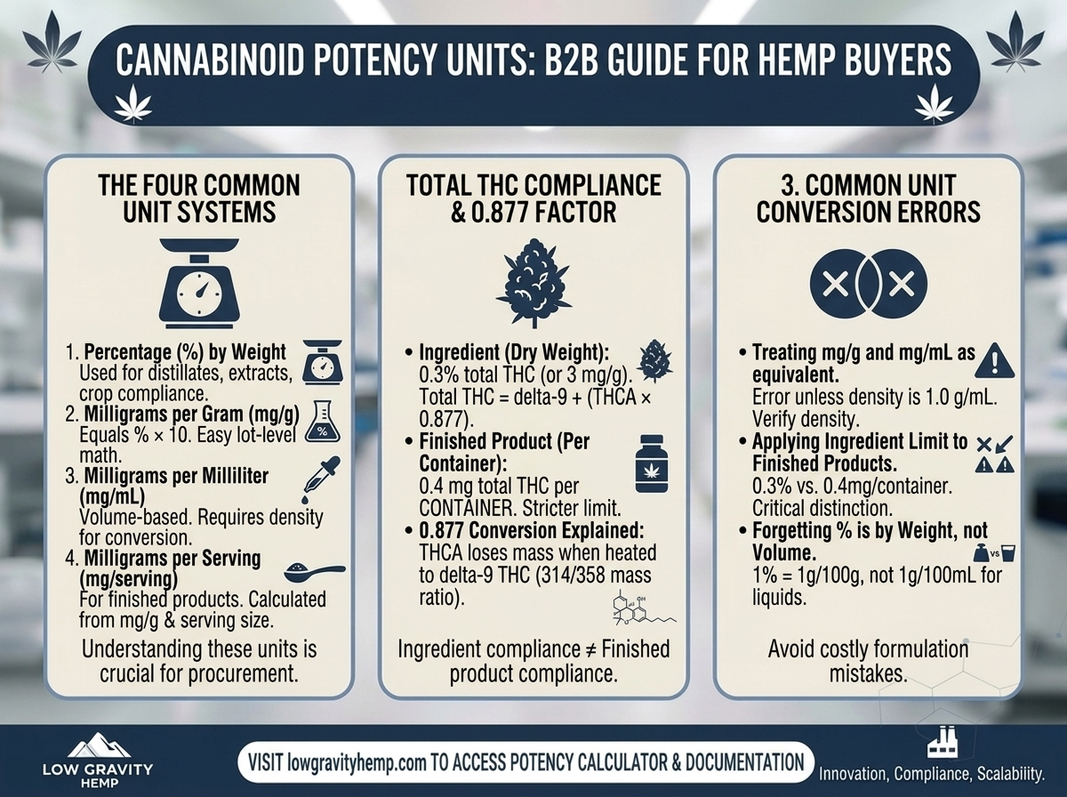 Cannabinoid Potency Units and Conversions: A Practical Guide for B2B Hemp Buyers