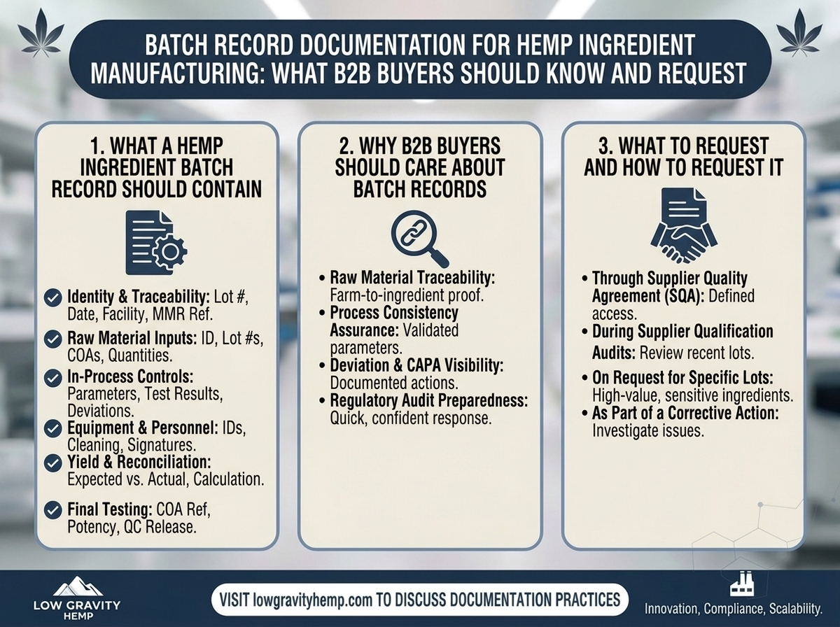 Batch Record Documentation for Hemp Ingredient Manufacturing: What B2B Buyers Should Know and Request