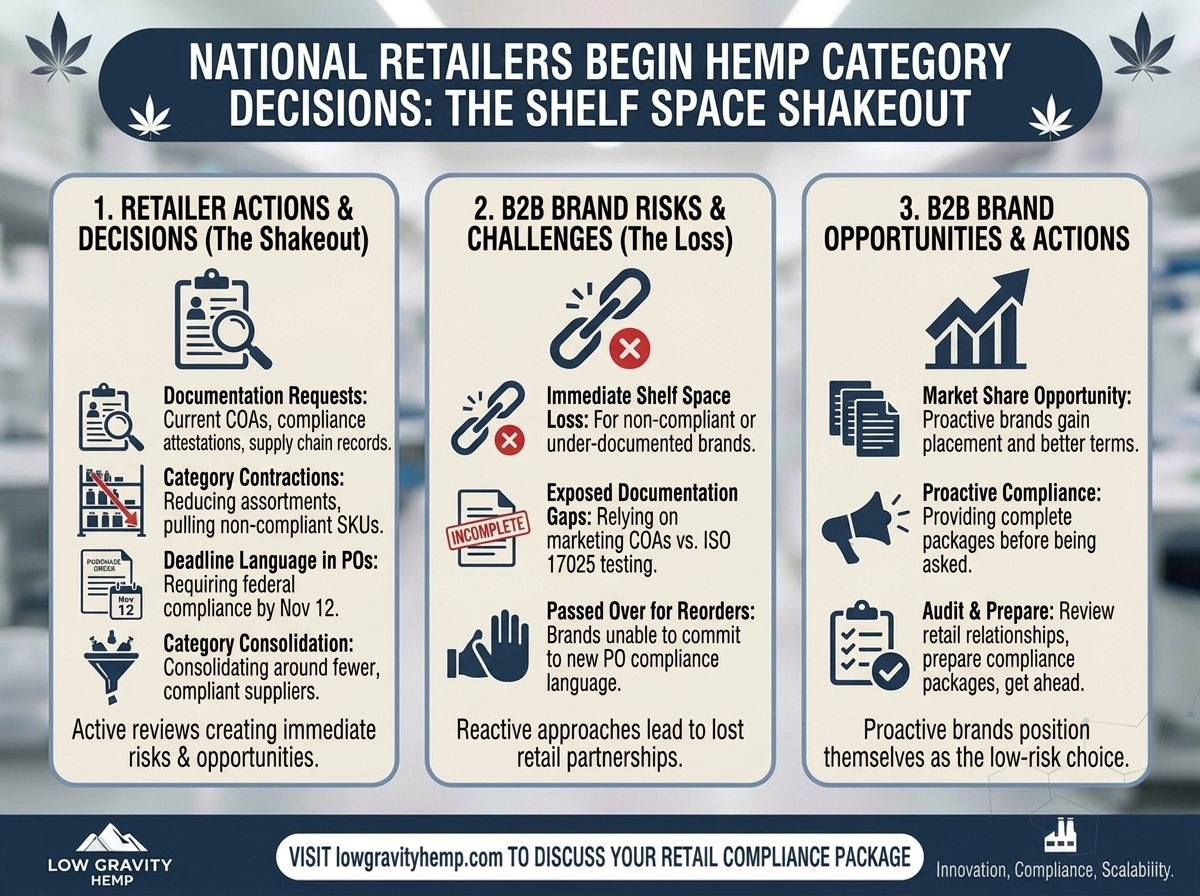 National Retailers Begin Making Hemp Category Decisions: What the Shelf Space Shakeout Means for B2B Brands