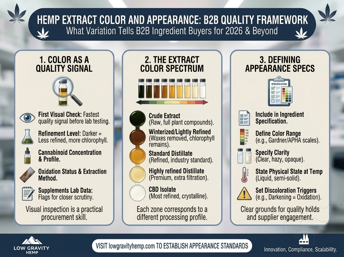 Hemp Extract Color and Appearance: What Variation Tells B2B Ingredient Buyers