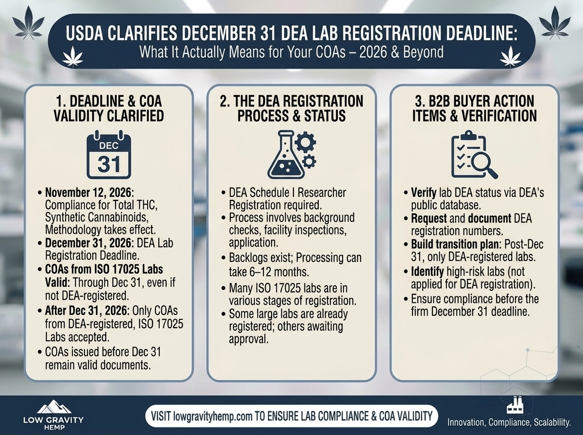 USDA Clarifies the December 31 DEA Lab Registration Deadline: What It Actually Means for Your COAs
