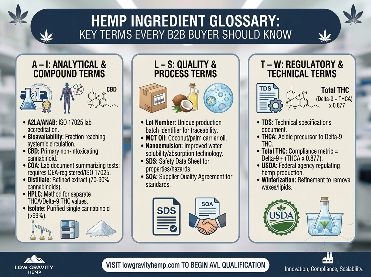 Hemp Ingredient Glossary: Key Terms Every B2B Buyer Should Know