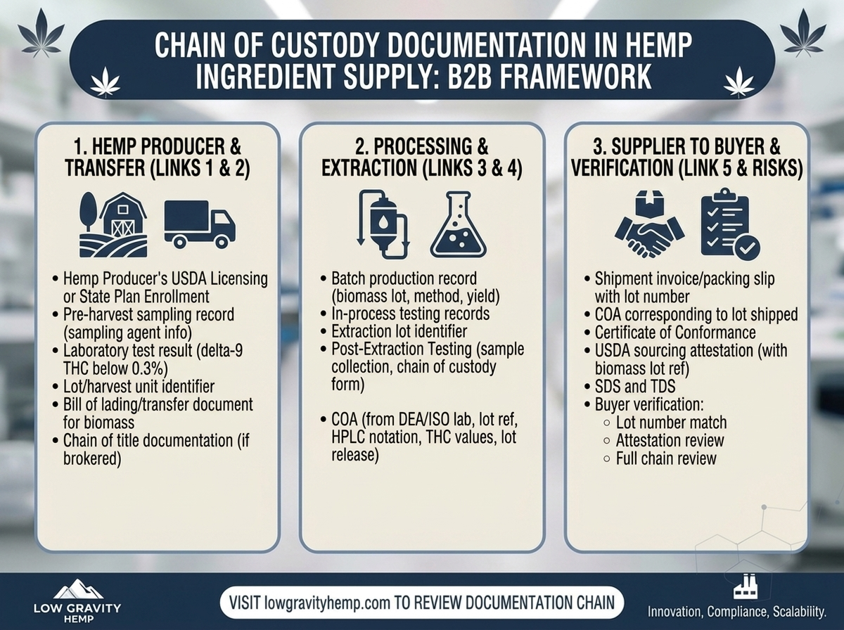 Chain of Custody Documentation in Hemp Ingredient Supply: How It Works and Why Every Link Matters