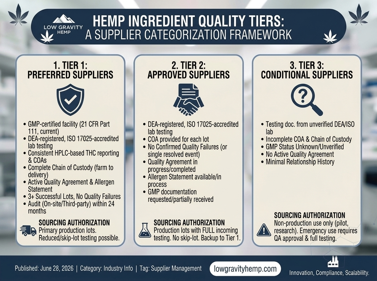 Hemp Ingredient Quality Tiers: How to Categorize Your Supplier Base