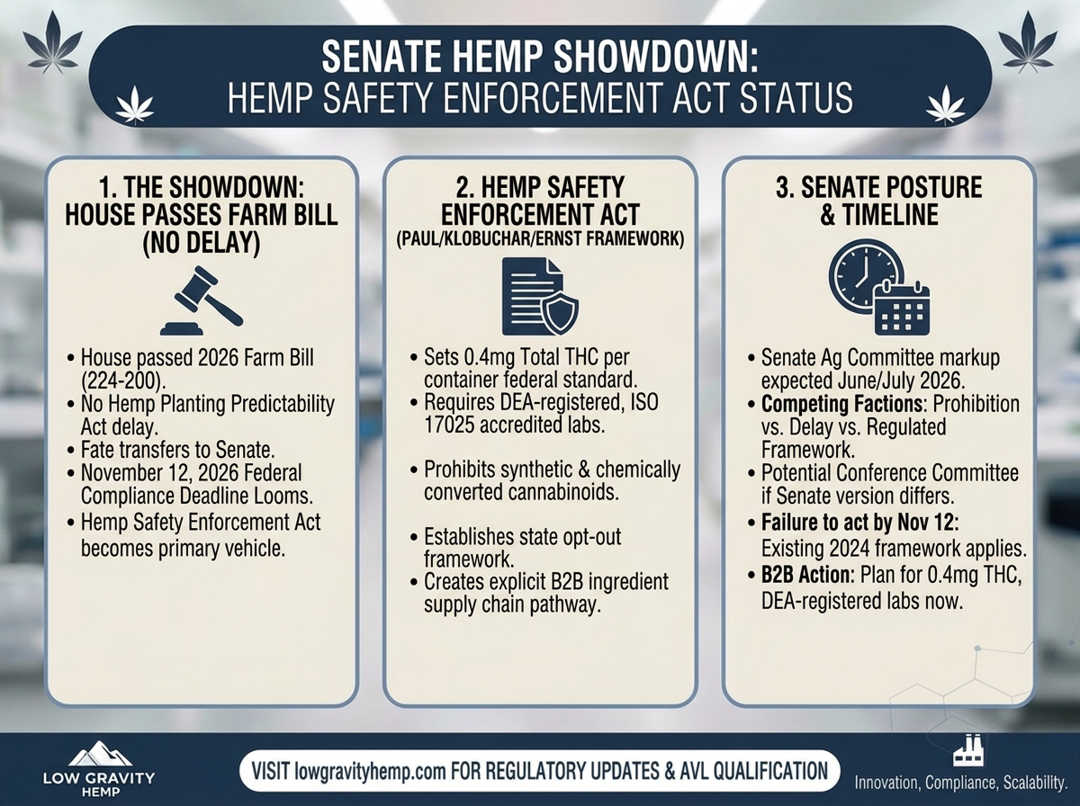 Senate Hemp Showdown: Where the Hemp Safety Enforcement Act Stands After House Farm Bill Passage