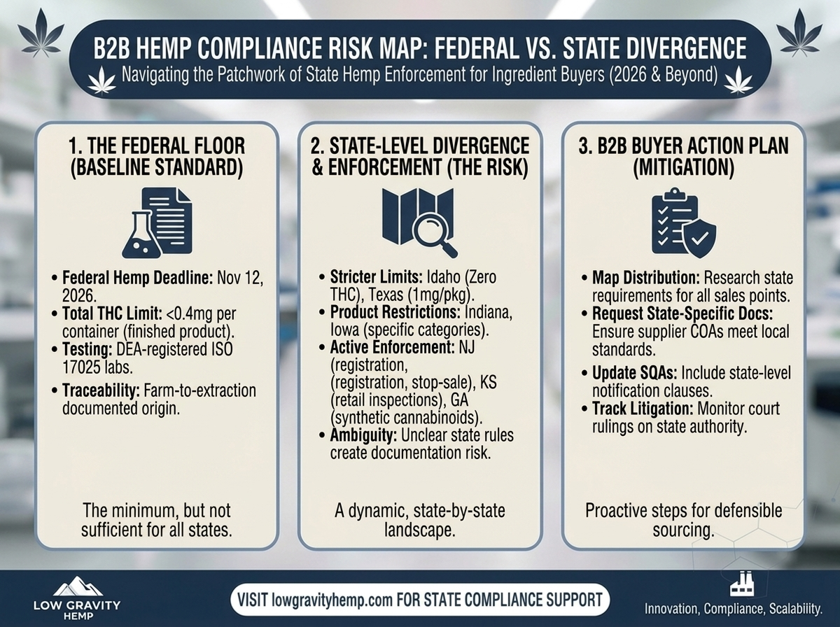 State Hemp Enforcement Is Diverging From Federal Standard: A B2B Risk Map for Ingredient Buyers