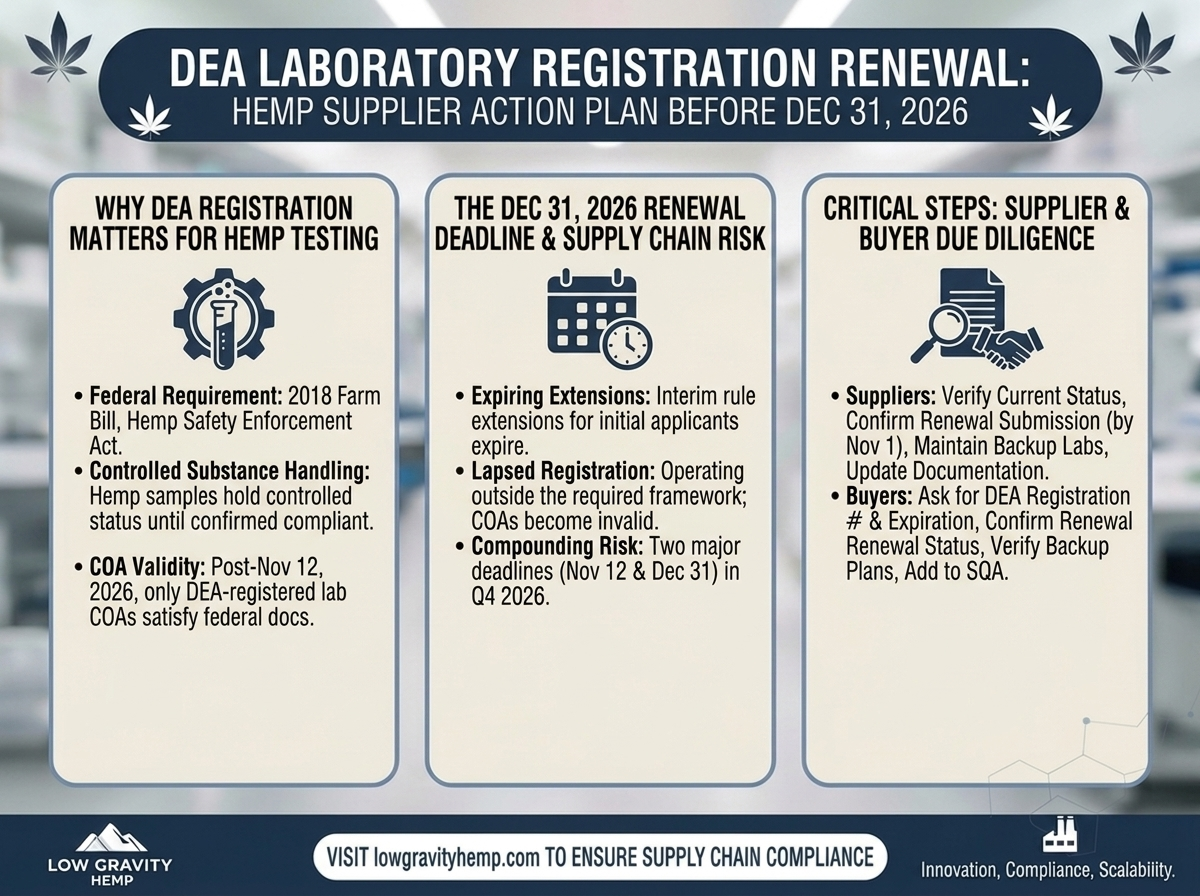 DEA Laboratory Registration Renewal: What Hemp Suppliers Must Do Before December 31, 2026&nbsp;