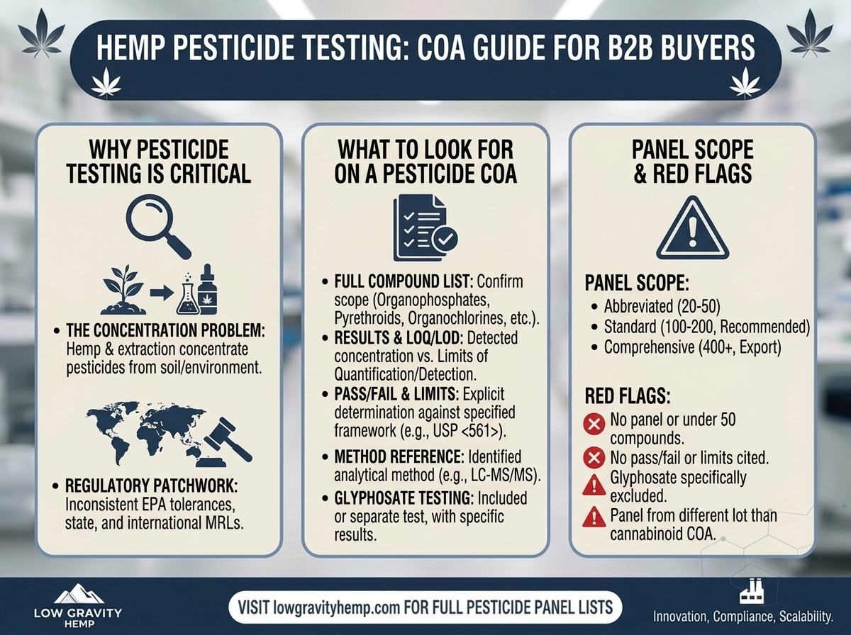 Hemp Pesticide Testing: What the COA Should Show and Why It Matters for B2B Buyers