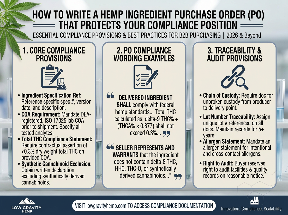 How to Write a Hemp Ingredient Purchase Order That Protects Your Compliance Position