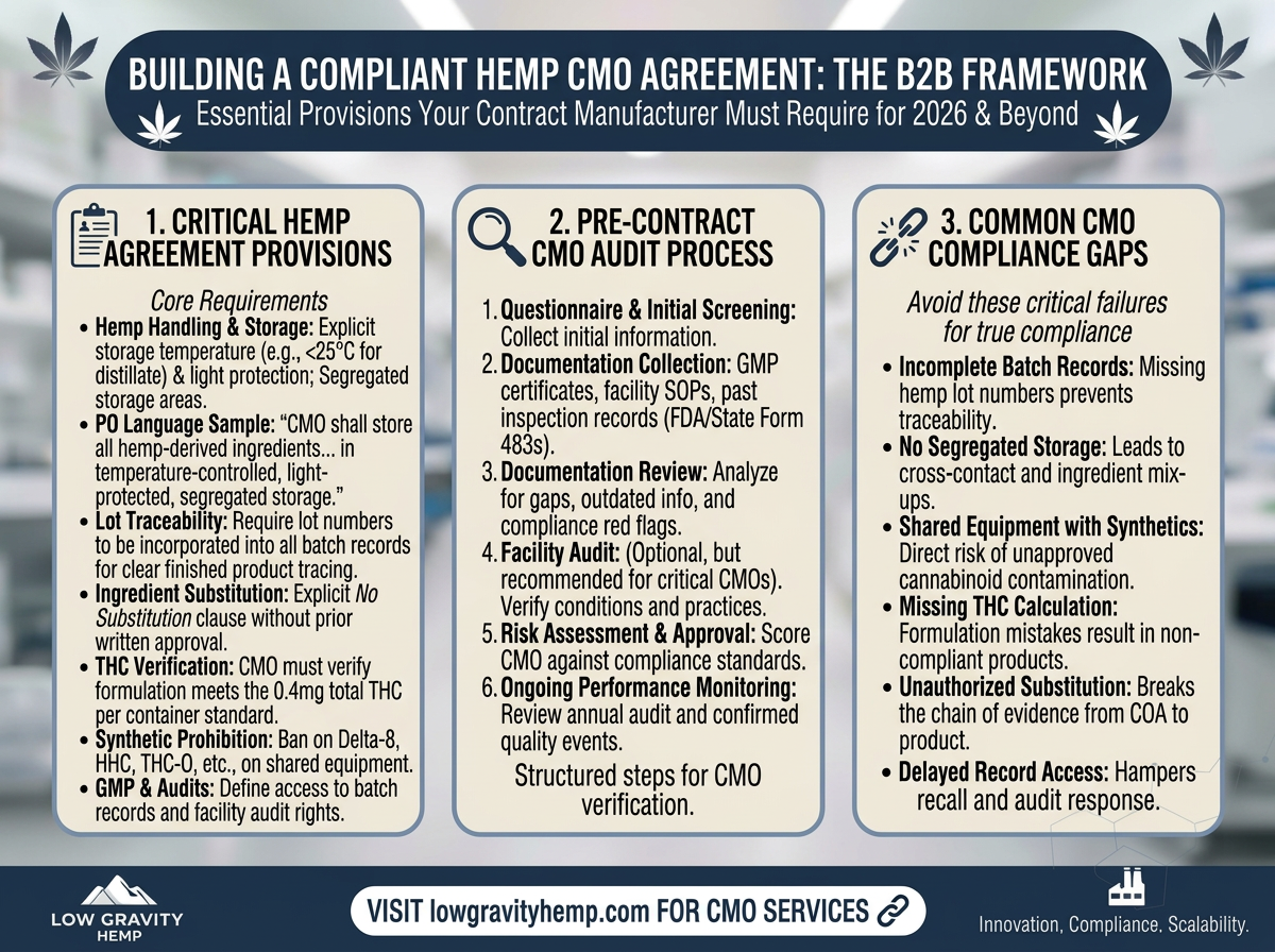 Hemp Ingredient Co-Manufacturing Agreements: What to Require from Your Contract Manufacturer