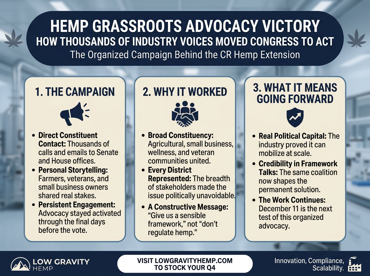 Hemp Grassroots Advocacy Victory infographic