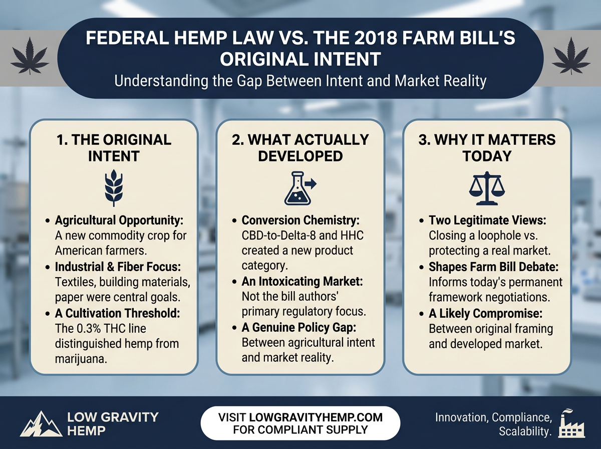Federal Hemp Law vs 2018 Farm Bill Intent infographic