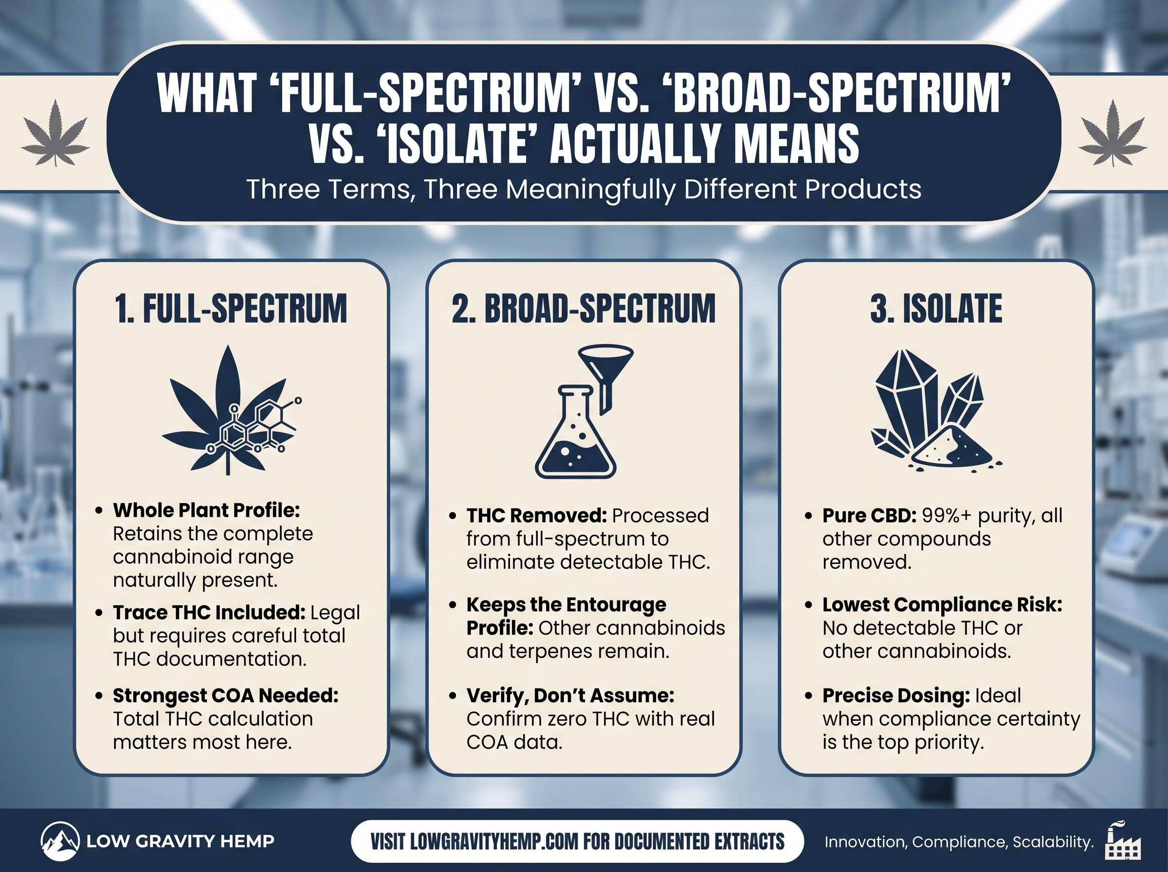 Full-Spectrum vs Broad-Spectrum vs Isolate infographic