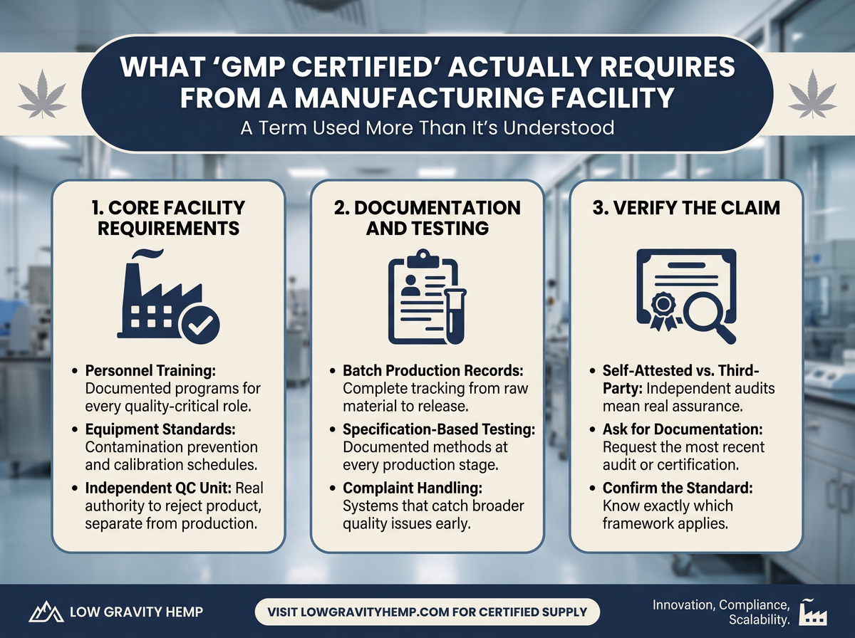 What GMP Certified Actually Requires infographic