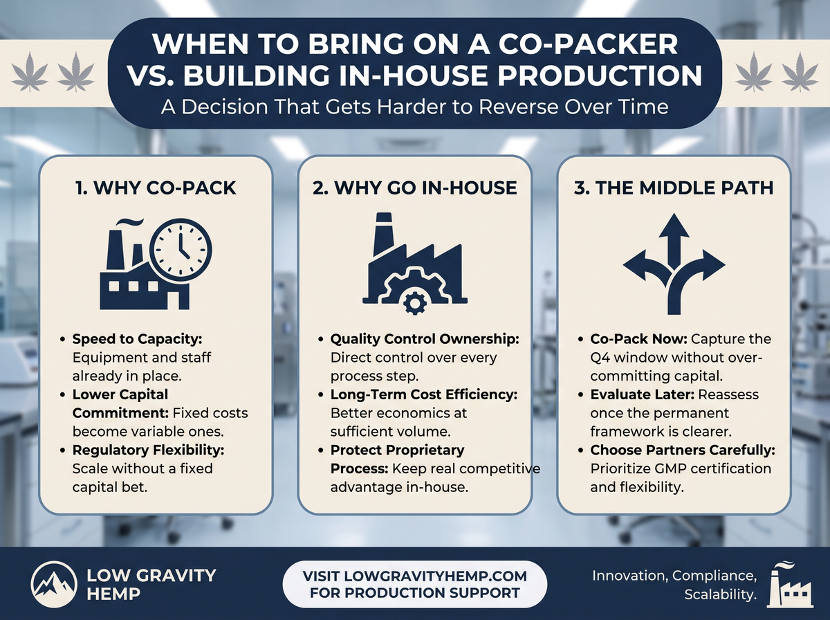Co-Packer vs In-House Production infographic