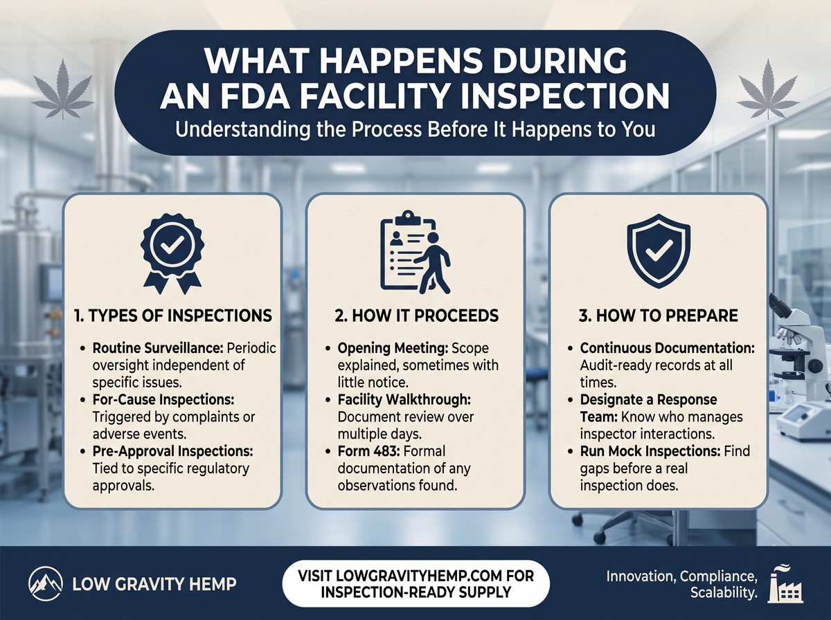 What Happens During an FDA Facility Inspection infographic