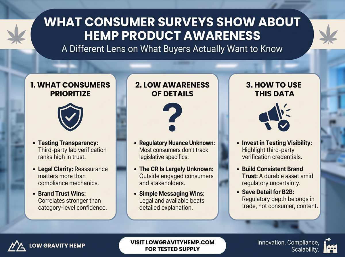 What Consumer Surveys Show About Hemp Product Awareness infographic