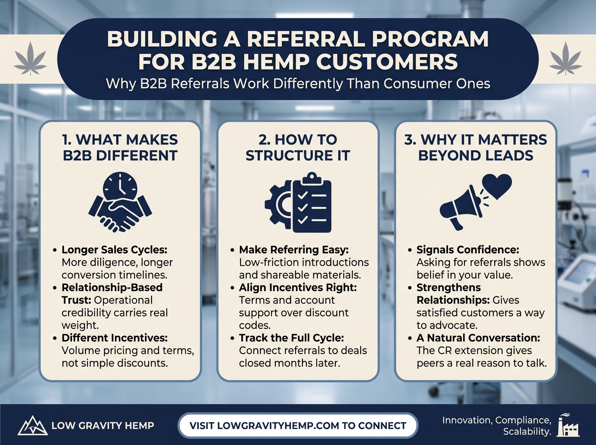 Building a Referral Program for B2B Hemp Customers infographic