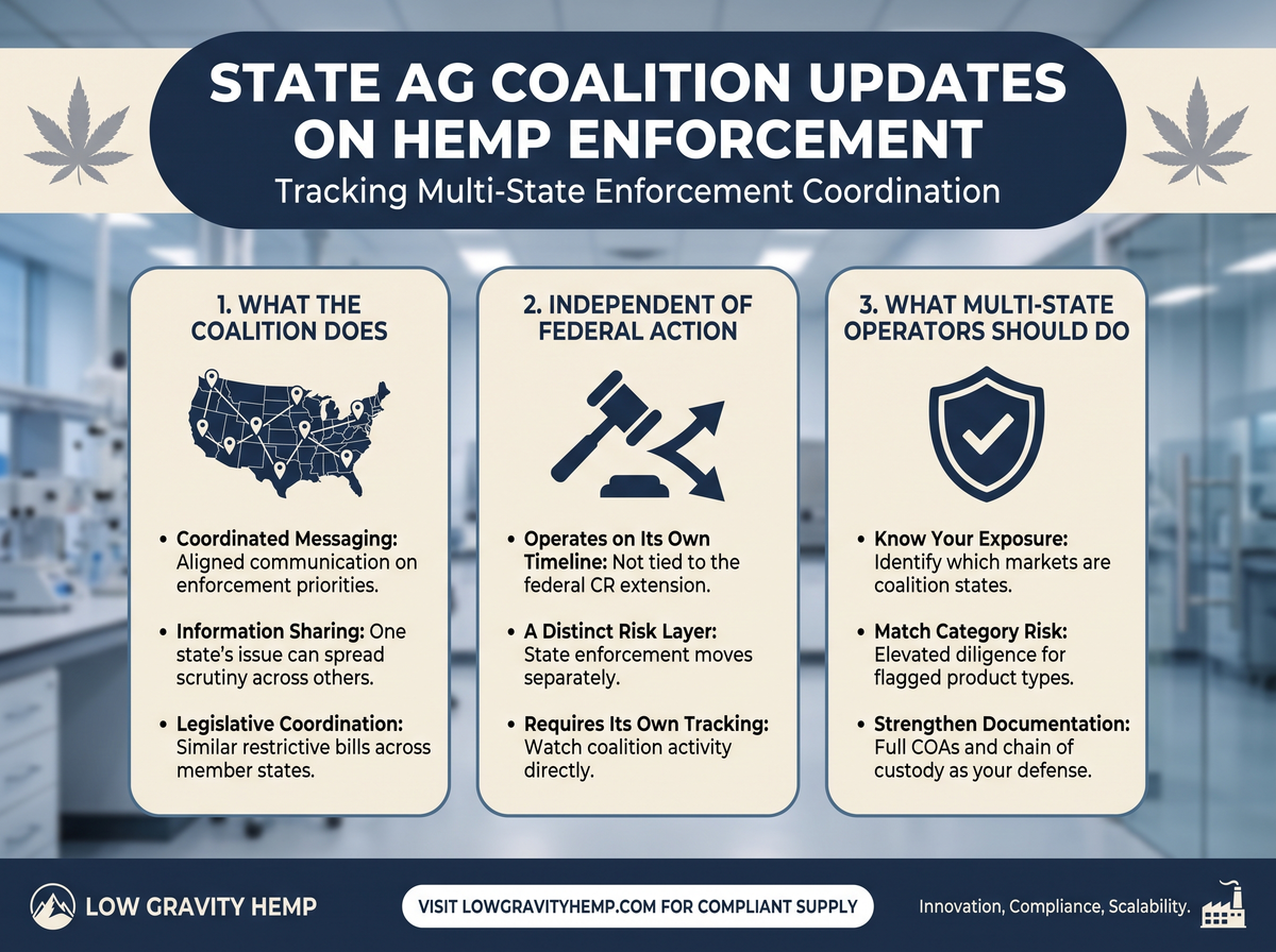 State AG Coalition Enforcement Updates infographic