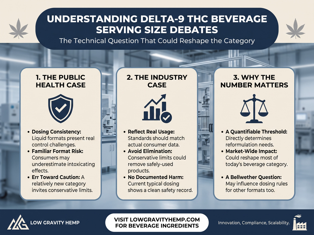 Understanding Delta-9 THC Beverage Serving Size Debates infographic