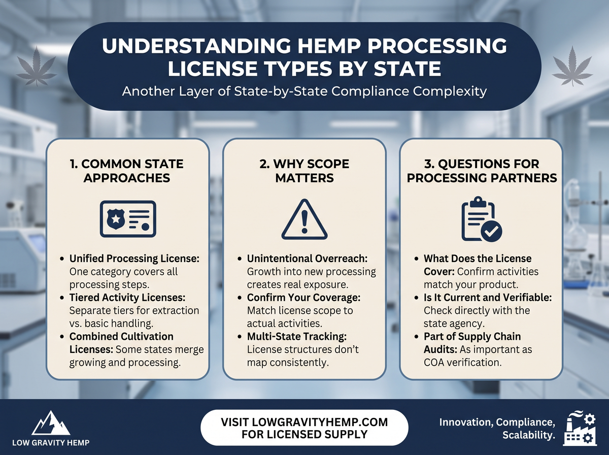 Understanding Hemp Processing License Types by State infographic