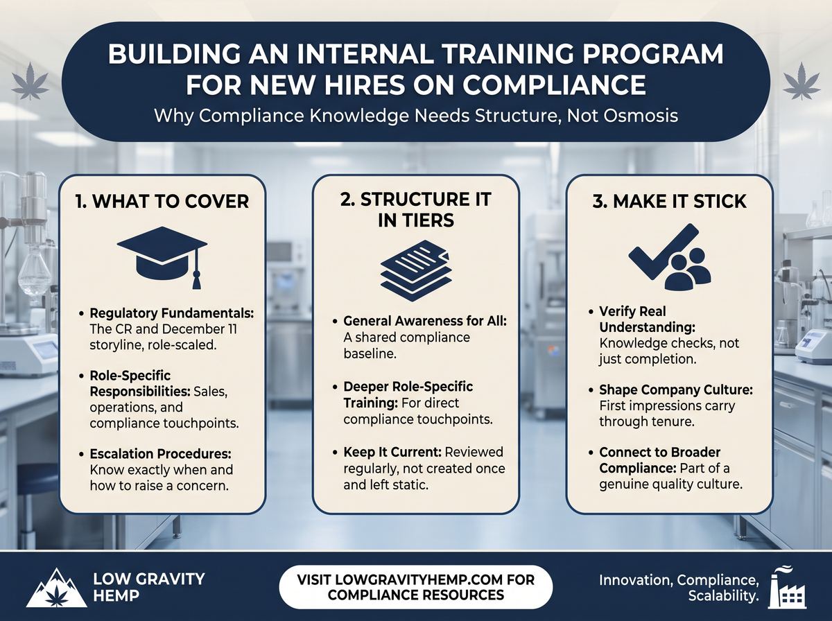 Building an Internal Training Program for New Hires on Compliance infographic