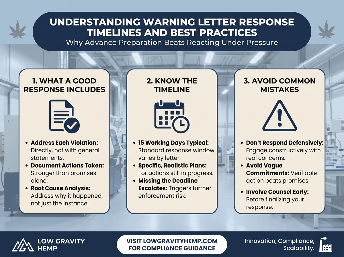 Understanding Warning Letter Response Timelines and Best Practices infographic