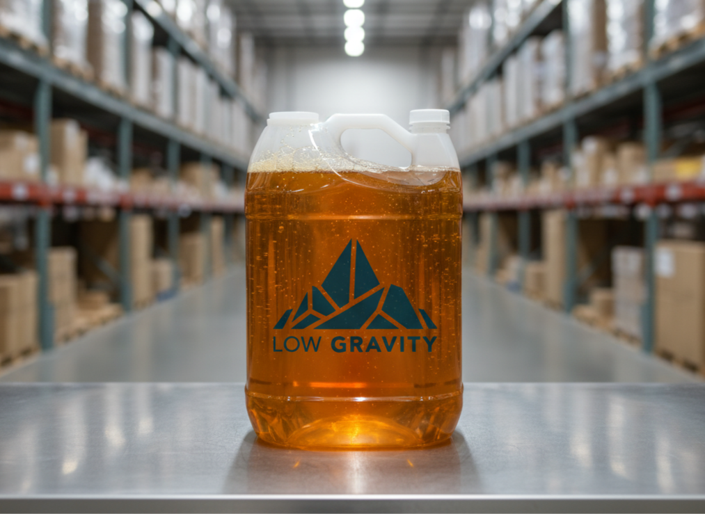 jug of low gravity distillate